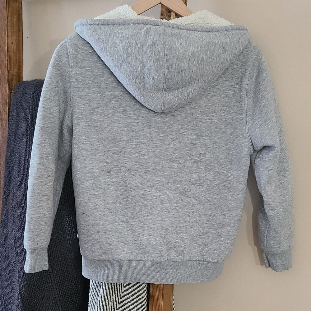 Boys Lucky Brand Gray Full Zip Sherpa Lined Hoodie Size Medium - Picture 5 of 5